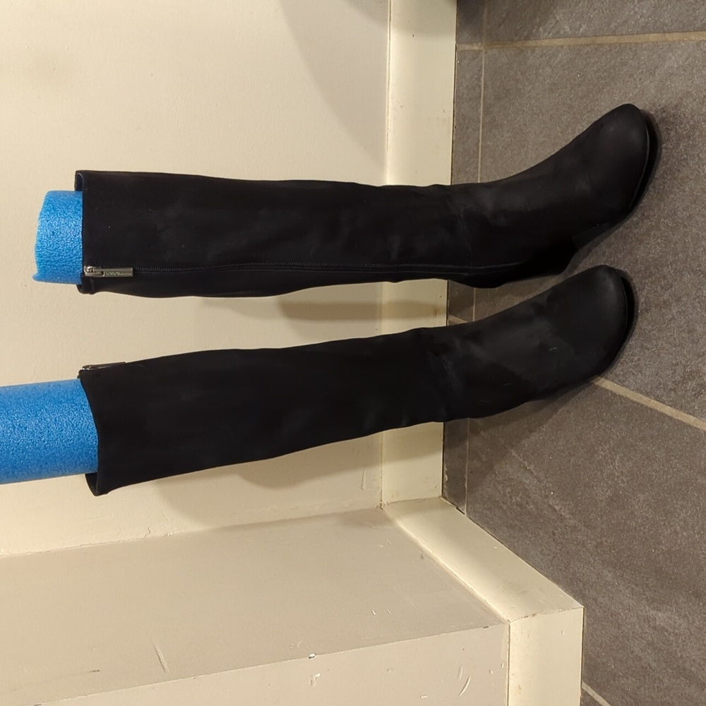 Black knee high suede boots